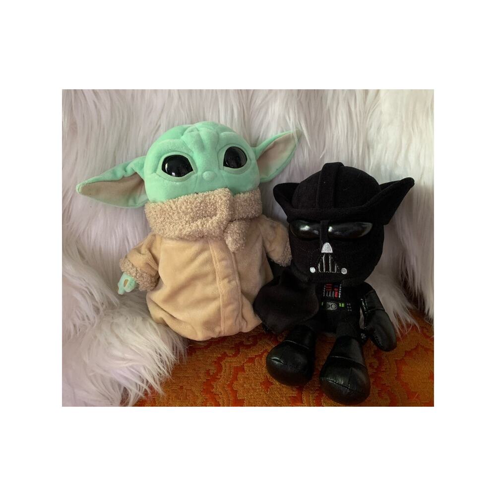 Lot of 2 Star Wars Plush / Baby Yoda from Mandalorian / Darth Vader / 8 inches‎
